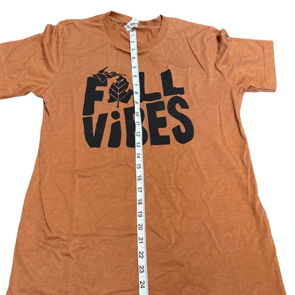Fall Vibes Burnt Orange Graphic Tee Bella‎ + Canvas Unisex Medium Cozy Top - Picture 6 of 7